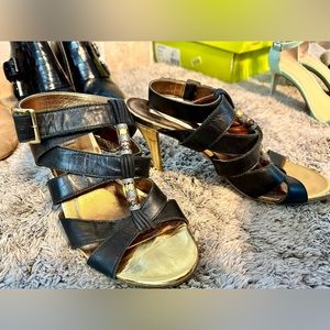 Cynthia Vincent leather heel sandals.